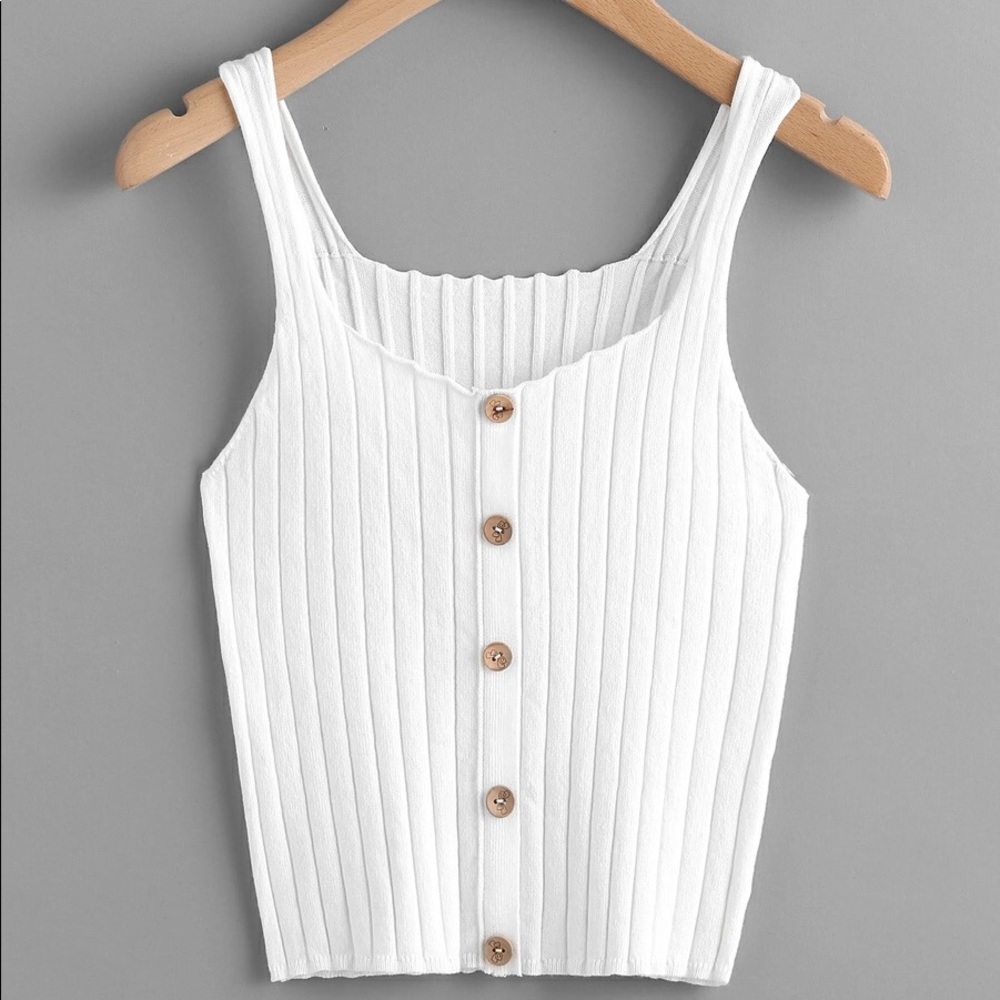 White Button Tank Top